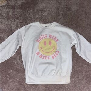 White Happy Mind Happy Life Kids Sweatshirt